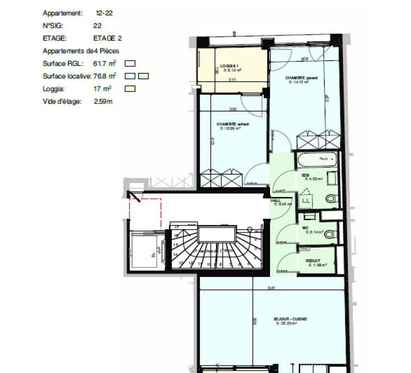 Appartements neufs de 3, 4 et 5 piècesLoyers dans le descriptif