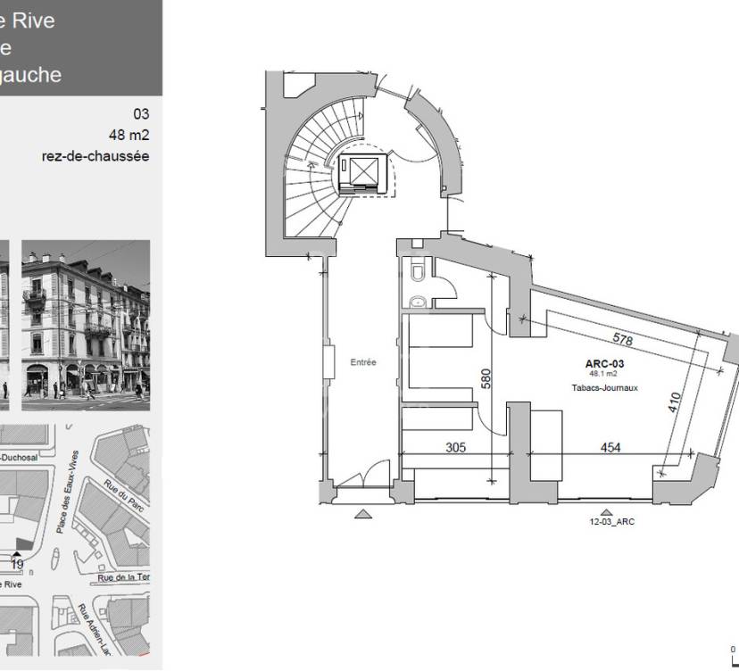 Arcade d\'env. 48 m² au rez-de-chausséeArcade of approx. 48 m² on first floor