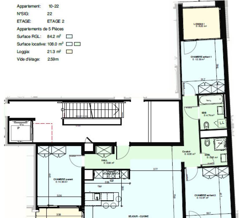 Appartements neufs de 3, 4 et 5 piècesLoyers dans le descriptif