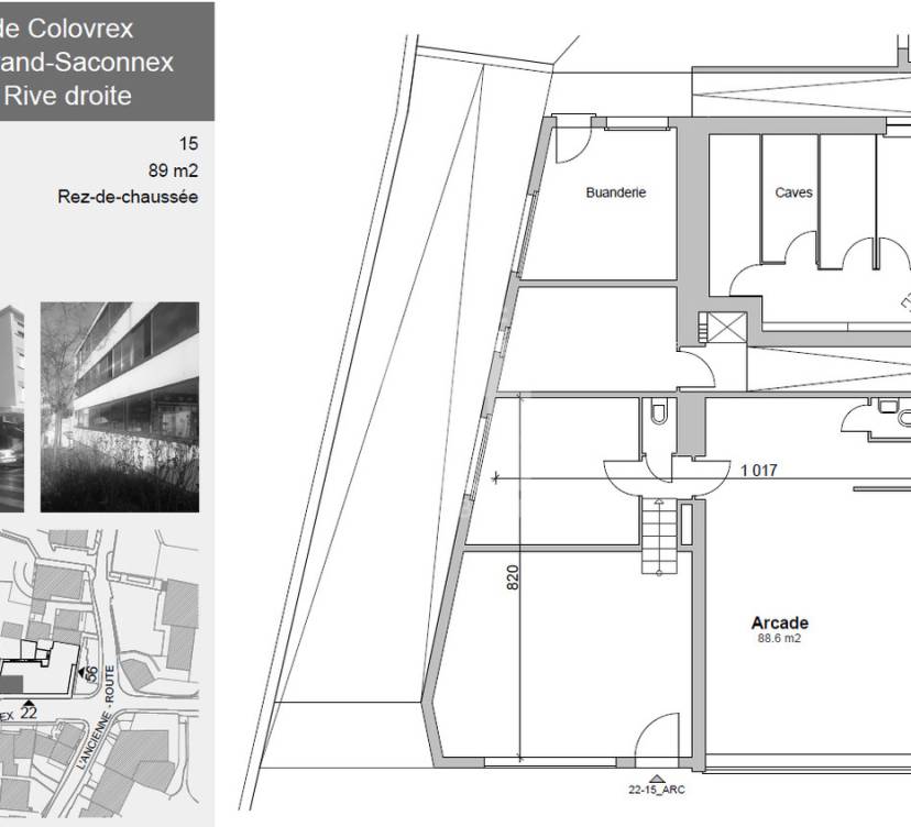 Arcade / Bureaux d\'environ 89 m² au rez-de-chausséeArcade / Offices of approx. 89 m² on ground floor