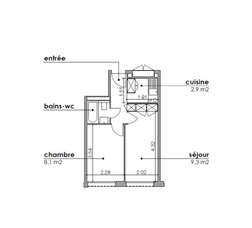 Appartement de 2.5 pièces au 2ème étage