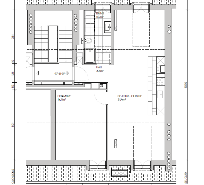 Bel appartement de 3 pièces au 6ème étage