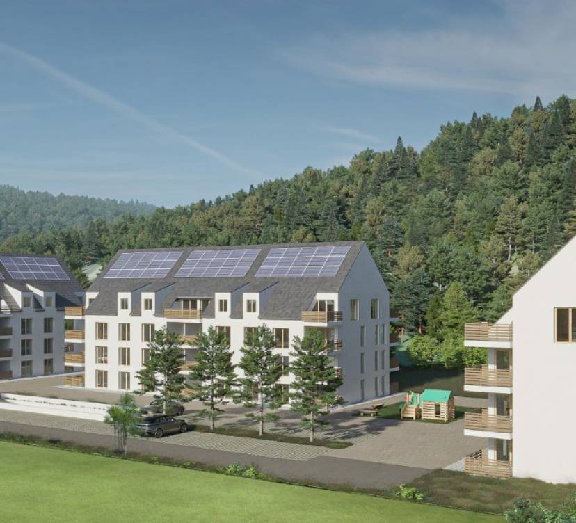 Appartements neufs de 2½ pièces d\'environ 51 et 58 m² comprenant, au dernier étage: - Cuisine bien agencée ouverte - Lumineux séjour donnant accès au balcon - Une chambre - Salle de bains/WC avec colonne de lavage - Galetas accessible depuis le logement - Balcon 