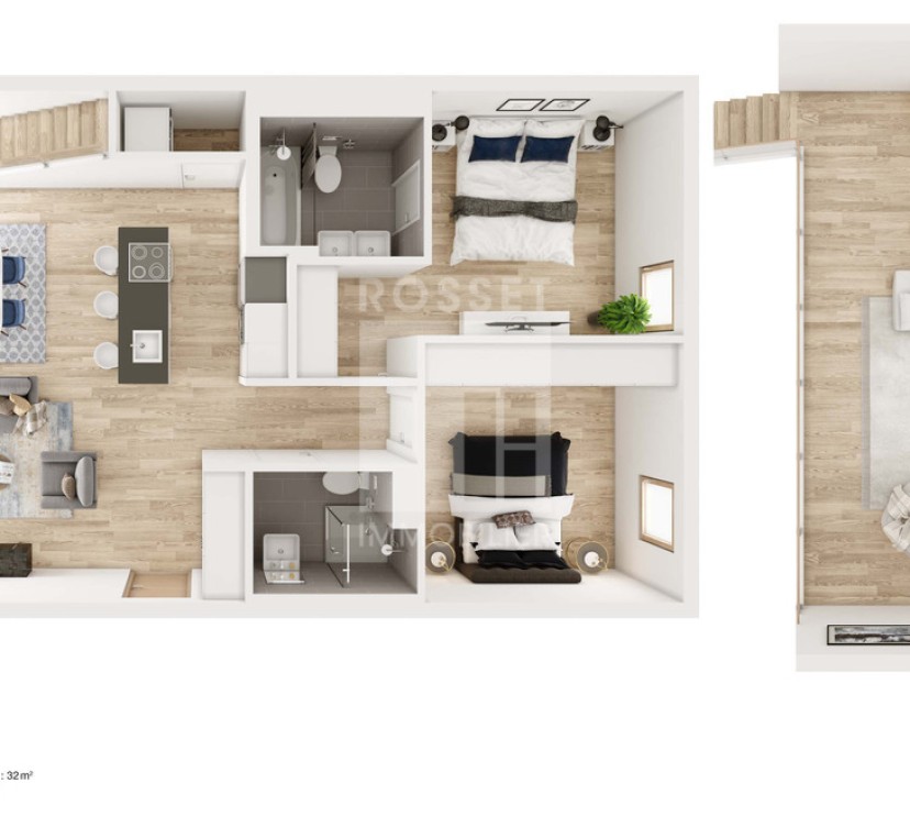 Appartement de 4 pièces avec mezzanine et terrasseCasatax